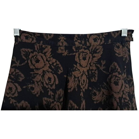 VTG 90s GAP Floral Mini Skirt Size 8 Side Zip Y2K Black Rose Scallop Ray - Picture 4 of 7